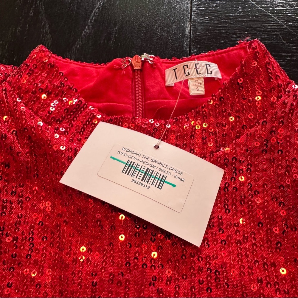 NWT Small Sequin Red Mini Dress Red Bright Sequin Party Club New Valentines